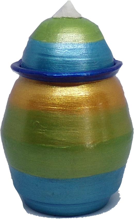 Blue Green and Gold Small Pet's Urn with lid by DMW