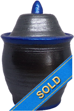 Graphite and Blue Small Pet's Urn with lid by DMW was SOLD