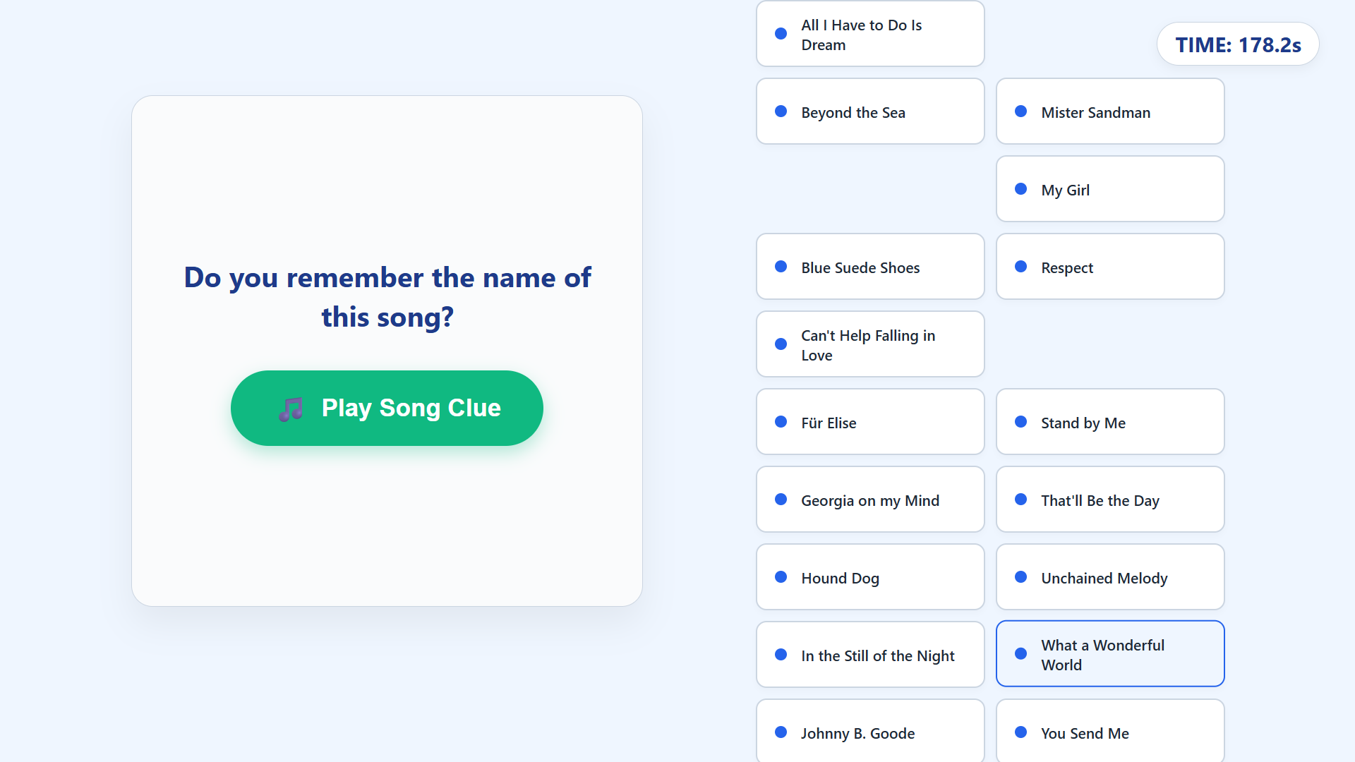 Audio Reminiscence Game Play